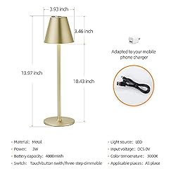 2Pack LED CordlessTable Lamp,4000mAh Rechargeable