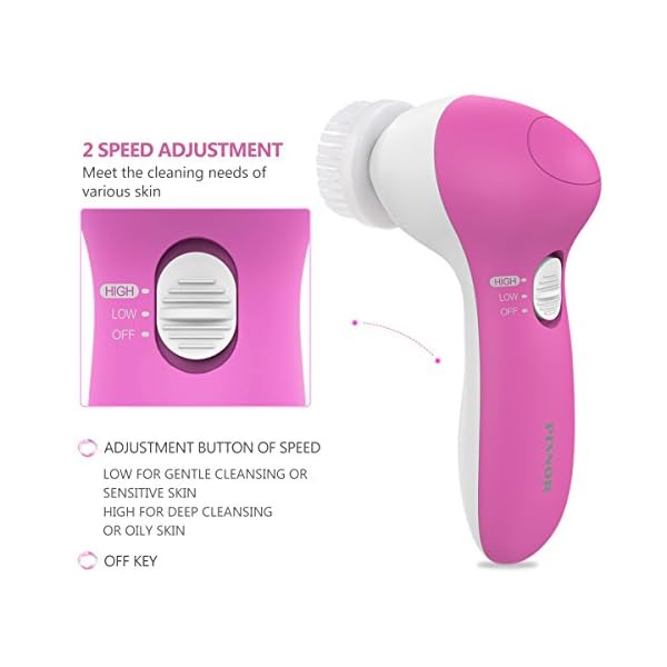 Facial Cleansing Brush [Newest 2021], PIXNOR Waterproof Face Spin Brush with 7 Brush Heads for Deep Cleansing, Gentle…