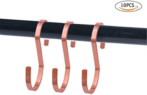 10-Pack 4 Inch Rose Gold Chrome Finish Steel Hanging Flat Hooks - S Shaped Hook Heavy-Duty S Hooks, for Kitchenware, Pots, Utensils, Plants, Towels, Gardening Tools, Clothes. (Rose Gold)