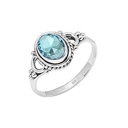 Blue Topaz Stone Ring, 925 Sterling Silver Ring
