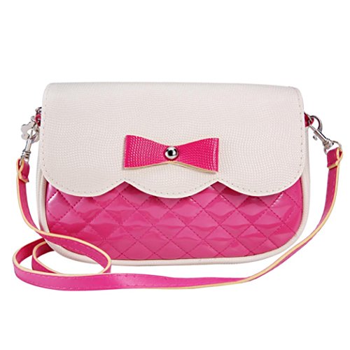 Charberry Women Bowknot Fashion Crossbody Bag Messenger Tote (Hot Pink)