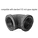 IBEUTES 10-Pack Black Malleable Iron Cast Pipe Fitting 1/2 inch 90 degree elbow, DIY Pipe Furniture, 1/2 Inch Threaded Pipe Nipples Industrial Piping