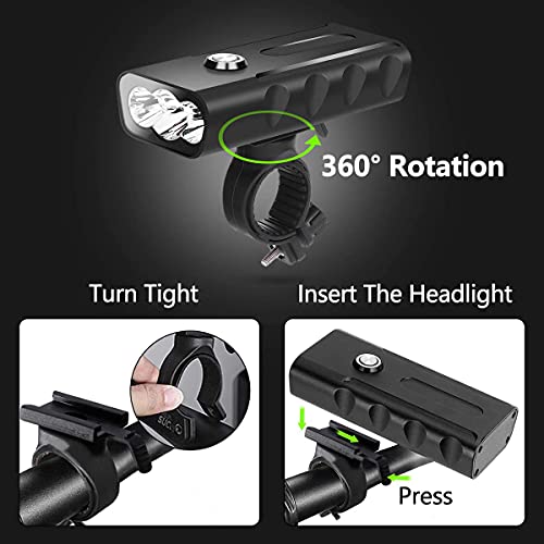 LED Bike Light Set USB Rechargeable, IPX5 Waterproof bicycle wheel lights Front Light and Rear Light, Mountain Road Cycling Headlight-Taillight Combinations 1500 Lumens Super Bright with 3 Light Modes