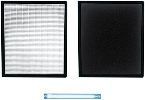 Replacement HEPA/Carbon Filter & UV Bulb Combo, Set of Two for Air Shield Air Purifier