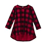 LNGRY Toddler Infant Kids Baby Girls Plaid Print Dress Outfits Clothes Dress (6-12 Months, Red)