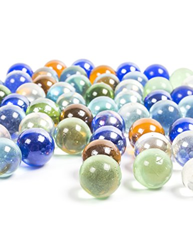 POPLAY 50 PCS Beautiful Player Marbles Bulk for Marble Games, Multiple Colors(1 Whistle)