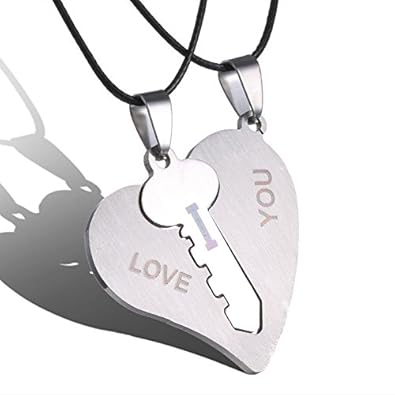 Veuer Partner Schmuck 2 Ketten Liebe Schlüssel Herz Ich Liebe Dich Geschenk zu Weihnachten für Frauen, Freundin, Ehe-Frau