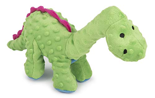 goDog Dinos Bruto Tough Plush Dog Toy with Chew Guard Technology, Green, Large