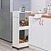 Yaheetech Wooden Slimline Rolling Cart Bathroom Kitchen Organizer Narrow Storage Cart Rack with 2 Shelves and Wheels Space Saver