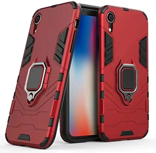 3 in 1 Multifunction Protective Cell Phone Case - Ring Holder, Magnetic Mount & Stand (iPhone & Samsung) (Red, iPhone X)