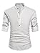 NITAGUT Men Henley Neck Long Sleeve Daily Look Linen Shirts White-US S