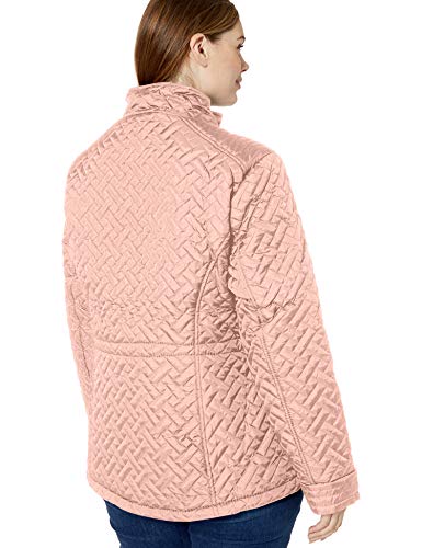 Big Chill Women's Plus Size Basket Weave Quilted Anorak Jacket, Blush, 3X - Thumbnail 3