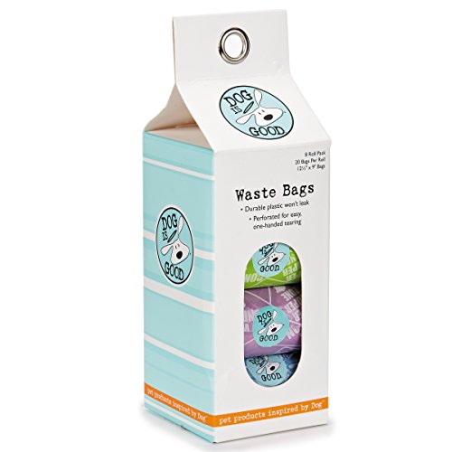 Dog is GoodPotty Talk Waste Bags, 8-Pack - Durable Leakproof Plastic Poop Bags - Assorted Bright Colors, Cute Phrases