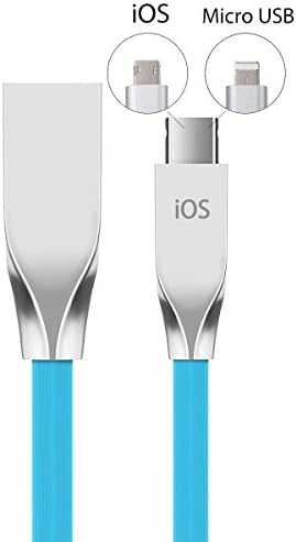 kitchenhoney Zinc Alloy 2-in-1 5 Pin & Micro USB Combo 2.1A Phone Data Charging Cable 1.2M 5ft for iPhone7 iphone 7 plus 6S/SE/6/5S, iPad Air, iPod 5, Samsung, HTC, Motorola, Nokia
