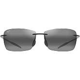 Maui Jim Men's &amp; Women's Lighthouse Polarized Rectangle Sunglasses, Shiny Transparent Light Grey/Neutral Grey Polarized, Medium Fit
