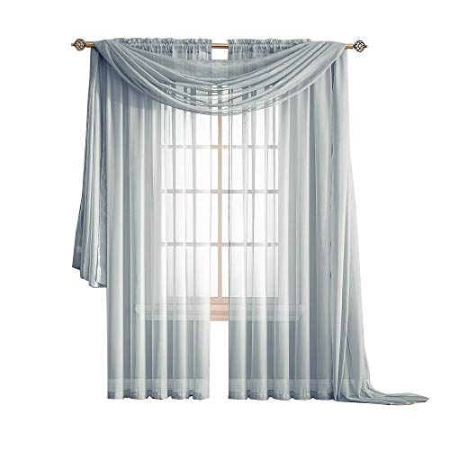 Warm Home Designs Pair Of Long Length Light Silver Sheer Window