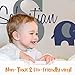 Personalized Name Elephant Animal Series - Baby Boy - Wall Decal Nursery for Home Bedroom Children (Wide 22