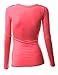 Doublju Womens Long Sleeve Fitted Deep V-Neck Henley T-Shirt