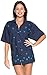 La Leela Hawaiian Shirt Blouses Relaxed Fit Women Button Down Short Sleeves Top Black