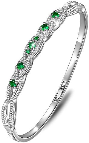 MARENJA-Mother's Day Gift Women's Fashion Bracelet-Vintage Green Crystal-White Gold Plated Crystal Jewellery