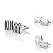 INSTEN 3 in1 For Men Tuxedo Diagonal Ribbed+Black Stripe+Silver Rectangle Cufflinks