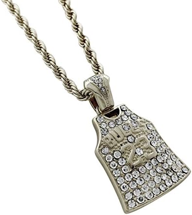Iced Out Basketball Jersey 23 Pendant Necklace with 24" Rope Chain