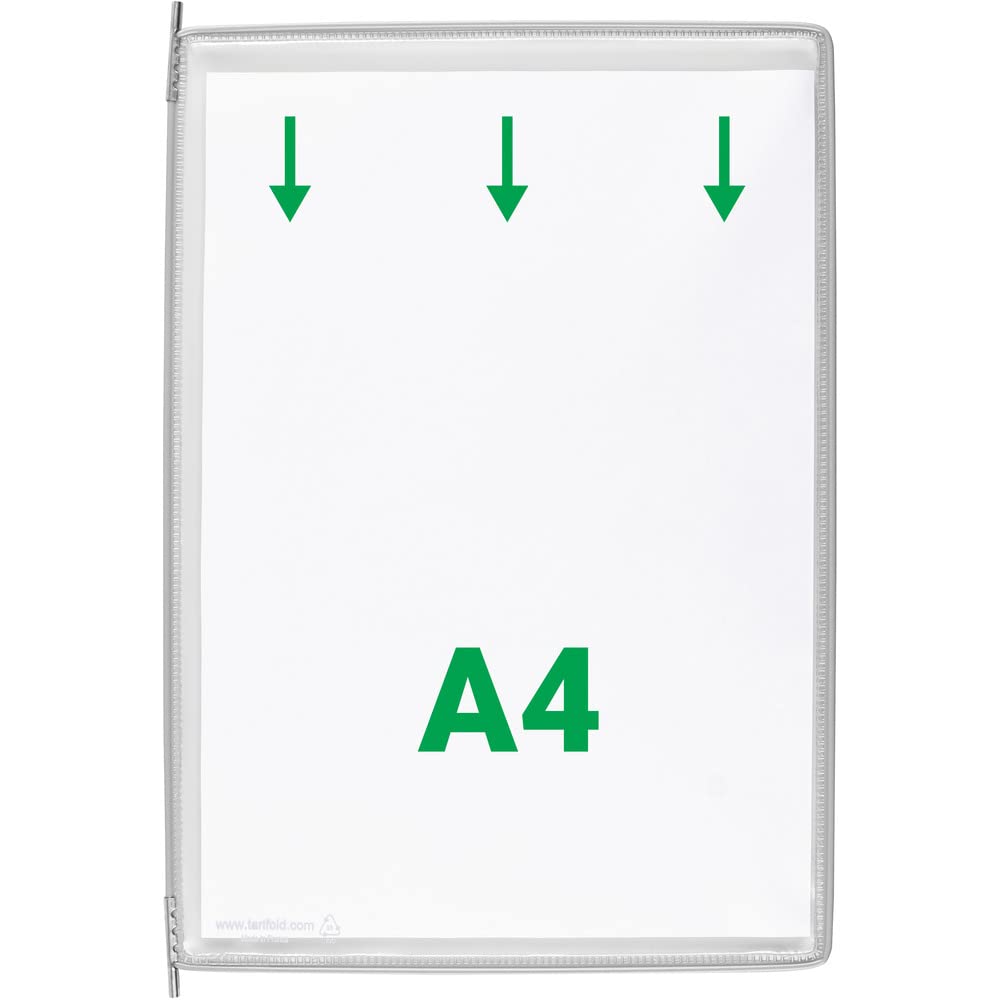 Tarifold 114000 - A4 PVC Pockets with Pins for Wall Display Set and Document Tray Metal Grey 10 Pockets