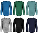 Boys/Toddler 6 Pack Athletic Performance Long Sleeve Undershirt Tops/Base Layer Cotton Stretch Shirts