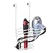 mDesign Metal Bathroom 2 Section Storage Tool Organizer Basket Tray - Hang Over Cabinet Door - Storage for Hair Dryer, Straightener, Curling Iron, Styling Products - Concerto Collection - White