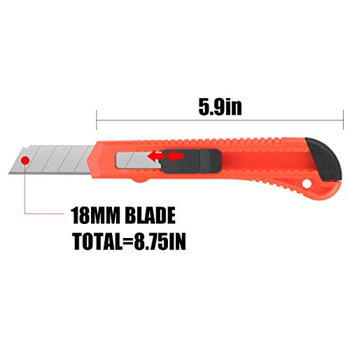 DIYSELF 6 Pack Box Cutter Retractable Assorted Sizes (9MM /18MM Wide