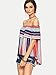 Romwe Women's Blouse off the shoulder Striped Ruffle summer casual tunic tops Multicolor XL