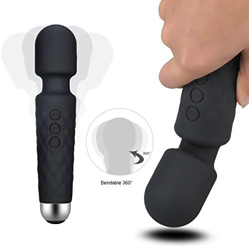 Handheld Personal Wand Massager for Back Neck Shoulder Body Vibrator with 8 Powerful Speeds &amp; 20 Vibration (Black)