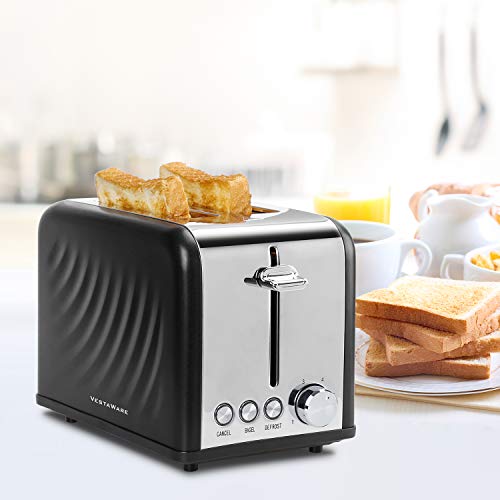 Vestaware Toaster 2 Slice, Stainless Steel 1.5'' Extra Wide Slot Toaster with Cancel, Bagel, Defrost Function, 6 Bread Shade Easy Clean Kitchen Toaster with Removable Crumb Tray
