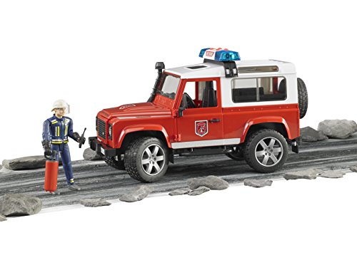 Bruder Land Rover Fire Department Vehicle with Fireman