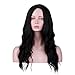YOPO Natural Black Wigs Wavy Long Middle Part Hair Wig No Bangs Synthetic Full Heat Resistant Wigs for Women