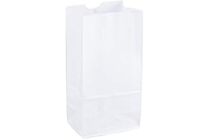 Perfect Stix 4lb Kraft White Paper Bags -5" W x 9 3/4" H w/ 3 1/8" Gusset. Pack of 100ct (Kraft White Bag 4-100)
