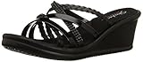Skechers Cali Women's Rumblers-Wild Child Wedge Sandal, Black Rhinestone, 7 M US