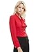 E.JAN1ST Women's Long Sleeve Shirt Tie Bow Neck Button End Slim Fit Chiffon Blouse, Red, TagsizeXXXXL=USsize12