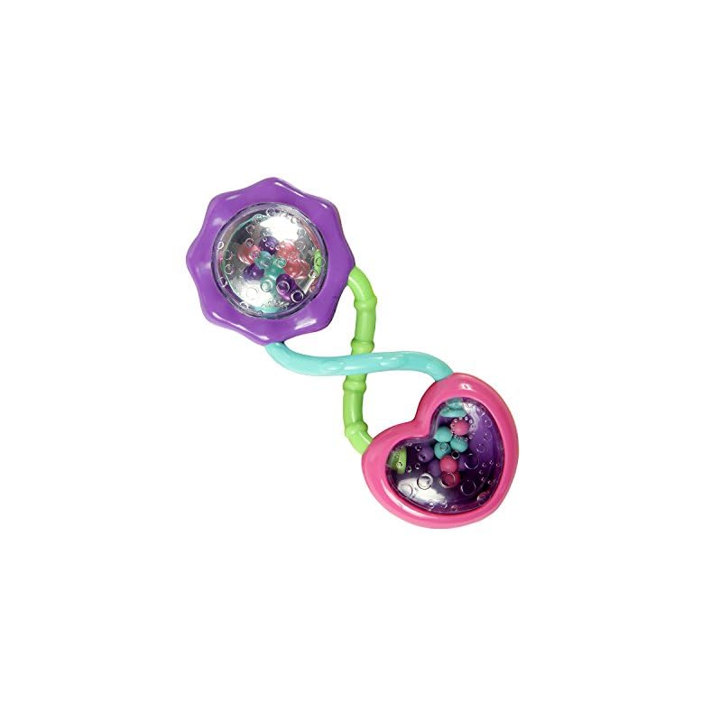 Bright Starts Rattle and Shake Barbell Toy – Pretty in Pink, Ages 3 Months +