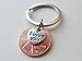 I Love You Heart Charm Layered Over 2015 Penny Keychain, 9 Year Anniversary, Couples Keychain