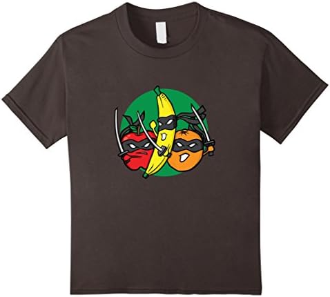 Kids Fruits Fight Back Ninja Swords Cartoon Graphic T-Shirt 6 Asphalt