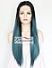 K'ryssma Ombre Black to Blue Long Straight Synthetic Lace Front Wig for Cosplay