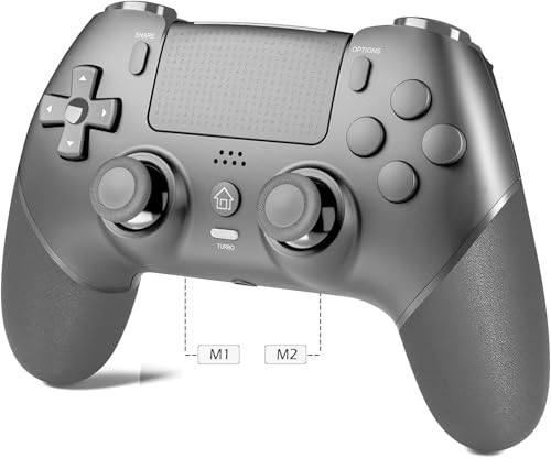CHEREEKI Wireless Controller for P4 with Hall Effect Joystick 2 Macro Buttons Vibration Feedback Motion Sensor 1000 mAh Battery Touchpad 3.5mm Headphone Jack Gray