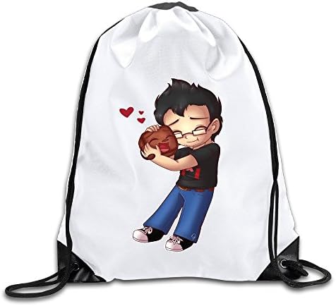 Markiplier And Tiny Box Tim Cartoon White Drawstring Backpack Sport Bag For Men &amp; Women