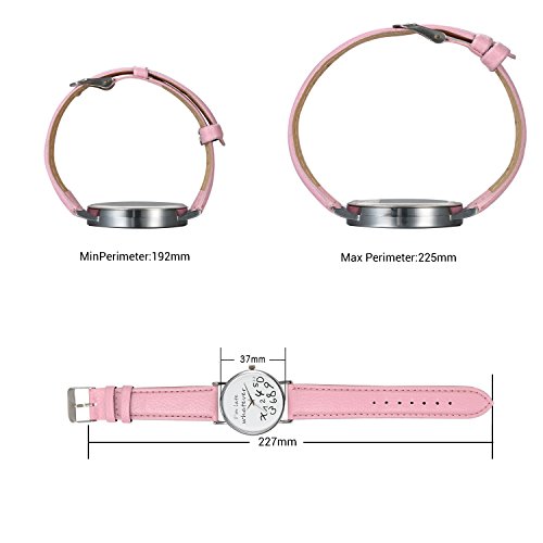 JewelryWe Unisex Female Women Ladies Girls"I'm Late, Whatever" Love Gift Leather Strap Watches Quartz Wrist Watch