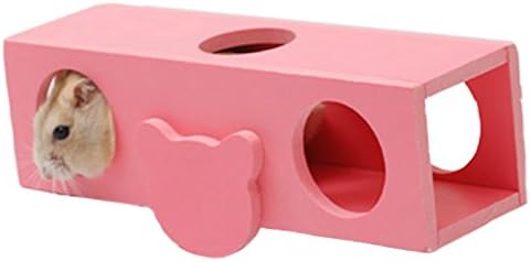 HZX Store Funny Wooden Exercise Toy For Pet Syrian Hamster Gerbil Rat Mouse Chinchillas Guinea Pig Squirrel Small Animal House Cage Bite Teeth Chew Toys (Pink)