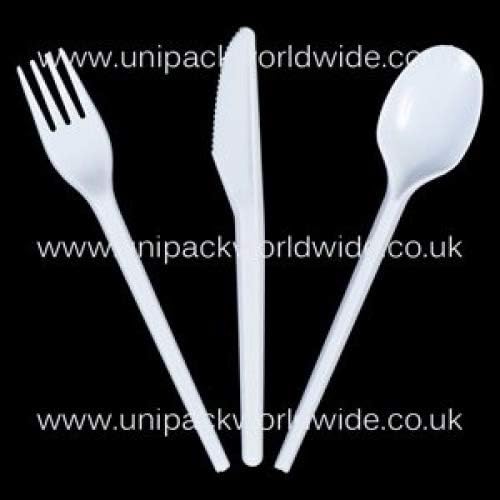 1000x White Plastic Disposable Cutlery Spoons
