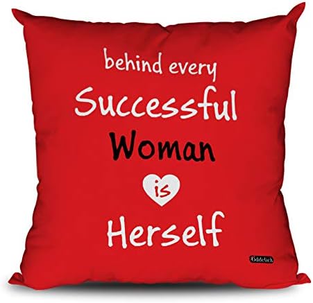 ODDCLICK Behind Every Successful Women is Herself for Sister, Daughter, Neice, Girlfriend, Wife, Mother, Aunt On Birthday, Seasonal Greetings, Womens Day Best Gift RED Cushion with Filler 12x12Inch