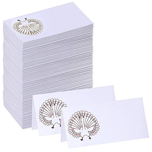 Supla 100 Pcs Thanksgiving Place Cards with Turkey Design Table Name Cards Escort Cards Guest Seating Number Cards Food Buffet Cards 3.9" x 2" Folded for Thanksgiving Dinner Table Setting - Thumbnail 7