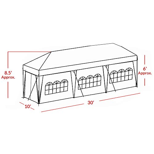 Clevr 10'x30' Wedding Party Canopy Tent, Removable Sidewalls with Windows, Great for Outdoors Events Gazebo Pavilion Cater